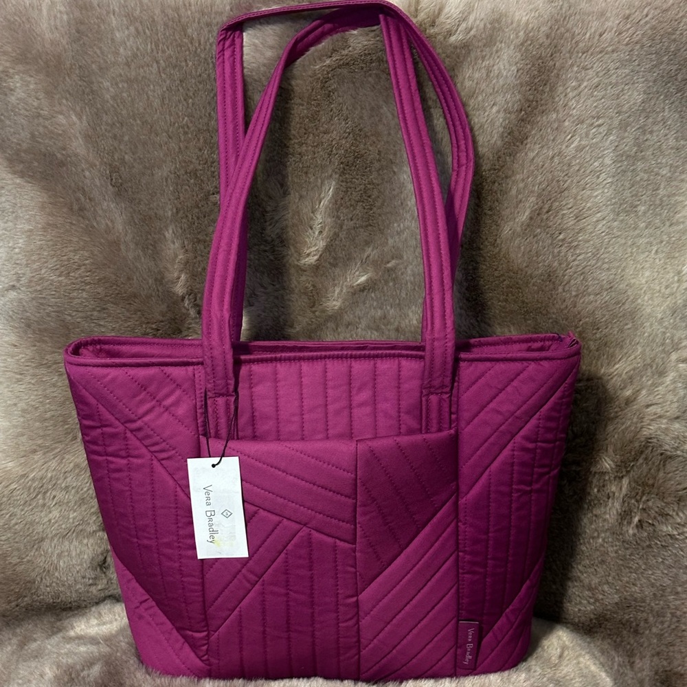 Vera Bradley Small Vera Tote Cotton Color: Dark Raspberry Brand New!